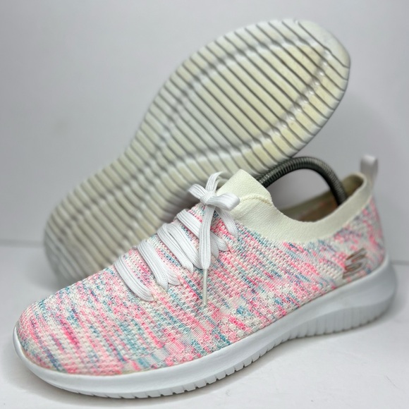 Skechers Womens Ultra Flex Happy Day 13101 Multi Casual Shoes Sneakers Sz 10 EXC - Picture 1 of 15